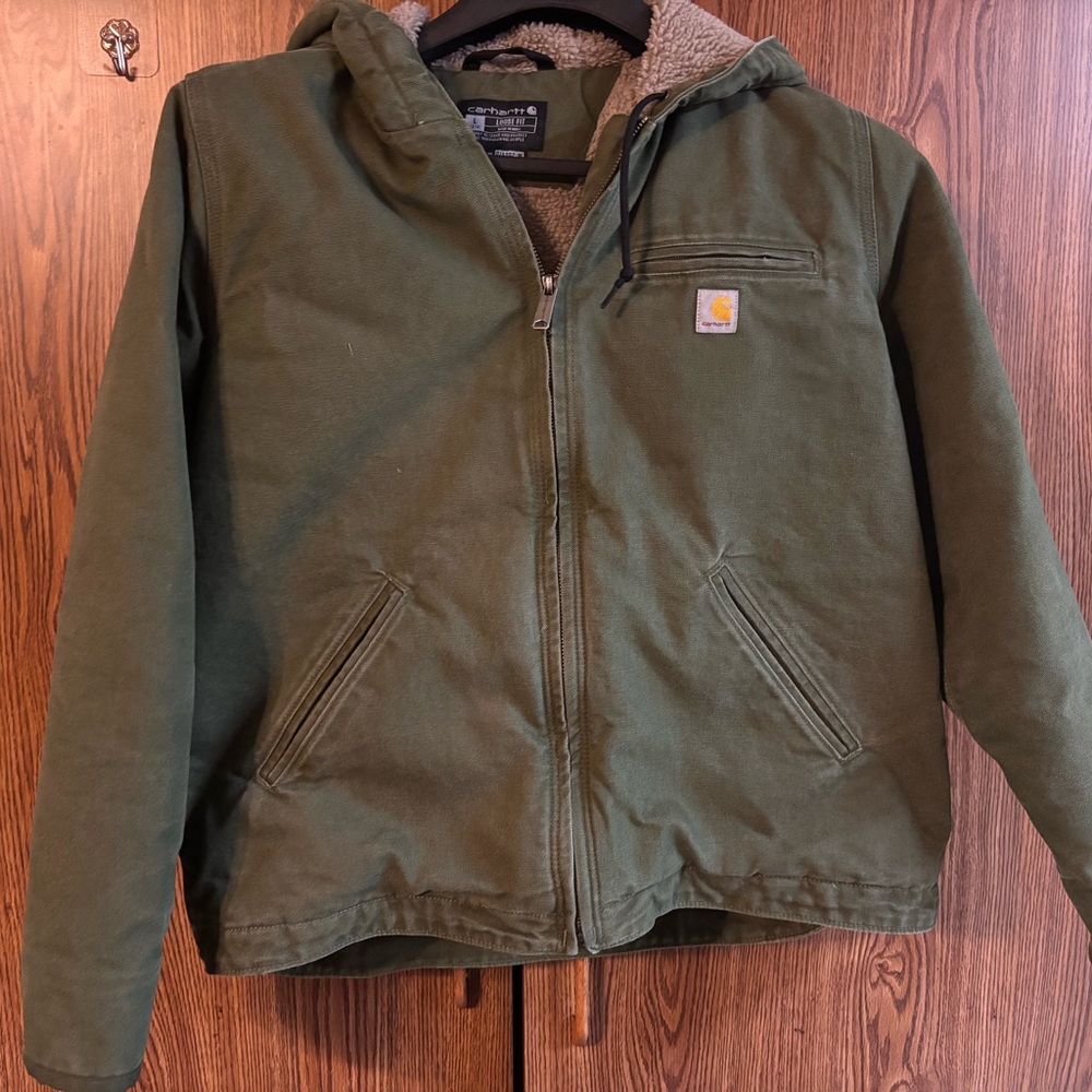 Carhartt Olive Jacket with Sherpa Lining